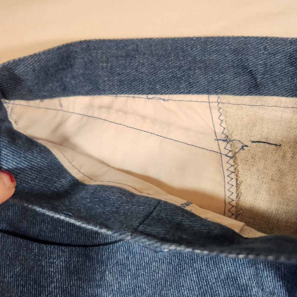 Vintage 70sCustom Handmade Blue Denim Trousers Mens Straight Leg Workwear Pants - Picture 3 of 10